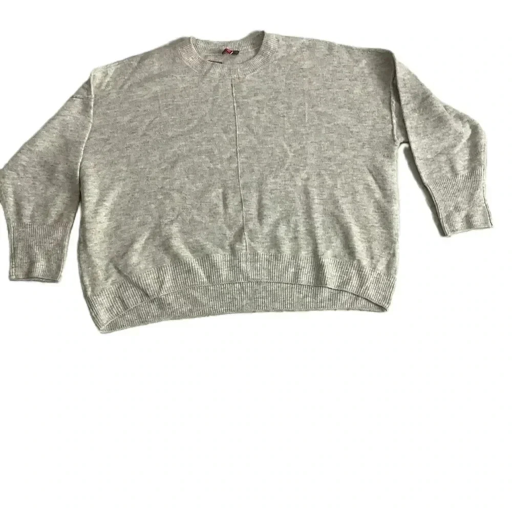 NWT Vince Camuto Grey Soft Long Sleeve Crew Neck Ribbed Hem Pullover Sweater XXL